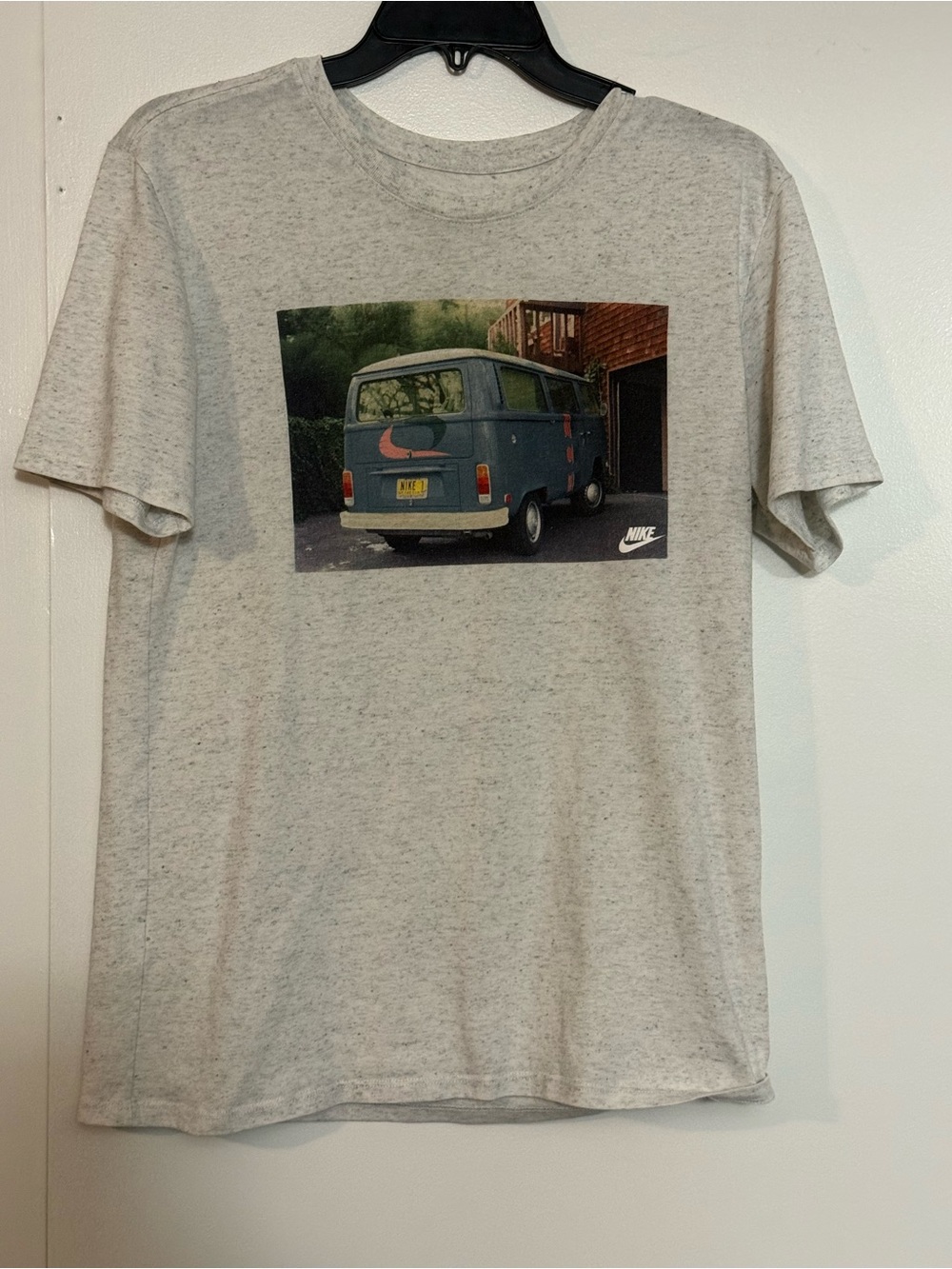 Nike Light Heather Gray Short Sleeve Tee with Blue Van Graphic